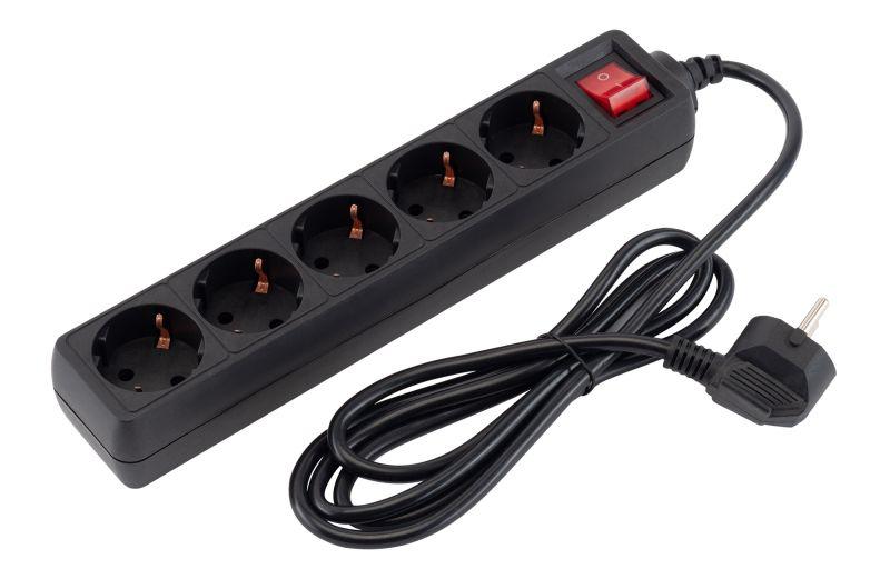 удлинитель с сетевым фильтром 5х1.8м pet ap01006-1.8-b черн. (пакет пэ) pc pet 619893 от BTSprom.by