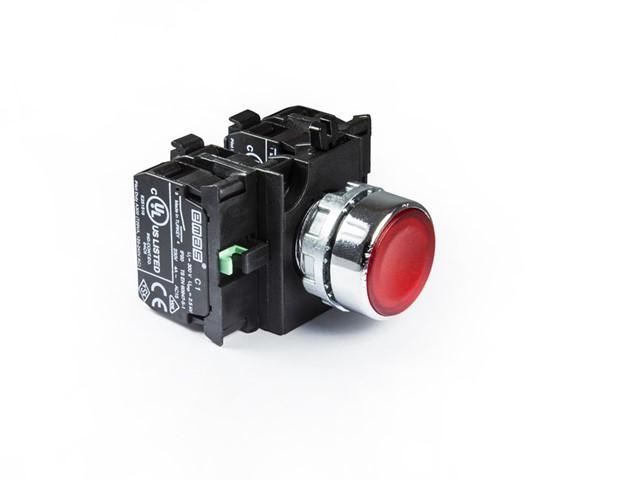 кнопка нажимная круглая металл cm305dk (2но+2нз) красн. emas cm305dk от BTSprom.by