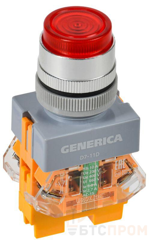 Кнопка D7-11D d22мм 1НО+1НЗ с подсветкой красн. GENERICA BBT50-11D-3-12-K04-G фото в каталоге от BTSprom.by  Кнопка D7-11D d22мм 1НО+1НЗ с подсветкой красн. GENERICA BBT50-11D-3-12-K04-G фото в каталоге от BTSprom.by