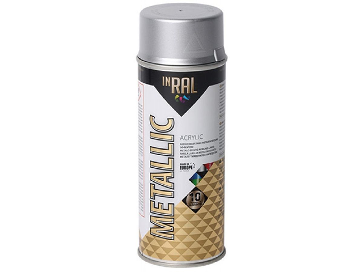 лак на акриловой основе серебряный inral metallic spray 400мл (цвет серебряный.) 26-7-8-005 от BTSprom.by