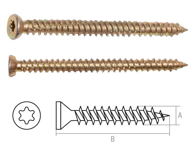 шуруп по бетону 7.5х182 мм желтый цинк, t30 (5 кг) starfix smv1-99225-5 от BTSprom.by