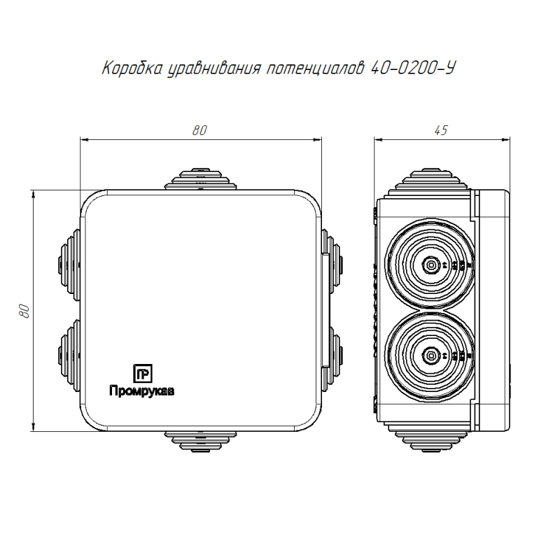 Коробка уравнивания потенциалов ОП 40-0200-У 70х70х40 Промрукав 40-0200-У фото в каталоге от BTSprom.by