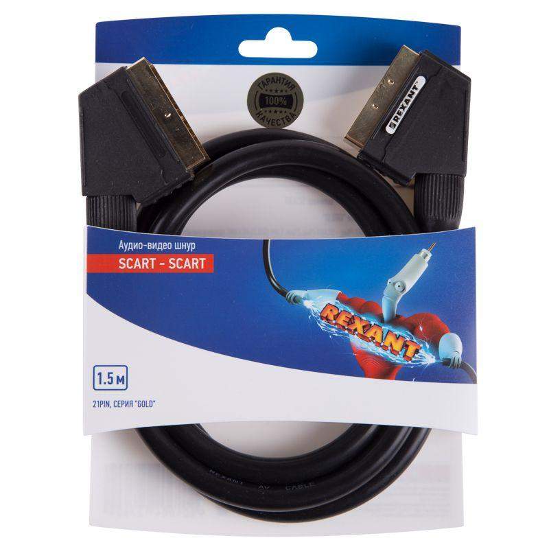 шнур scart - scart (21pin) 1.5м (gold) блист. rexant 06-3075 от BTSprom.by шнур scart - scart (21pin) 1.5м (gold) блист. rexant 06-3075 от BTSprom.by