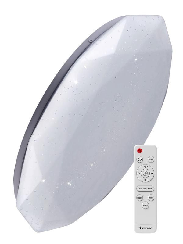 светильник светодиодный premium diamond 120вт 230в 3000-6500к 9600лм ip40 500х90мм настенно-потолочный управляемый с пультом ду космос ksdiam120w от BTSprom.by
