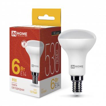 лампа светодиодная led-r50-vc 6вт рефлектор 3000к тепл. бел. e14 530лм 170-265в in home 4690612024240 от BTSprom.by