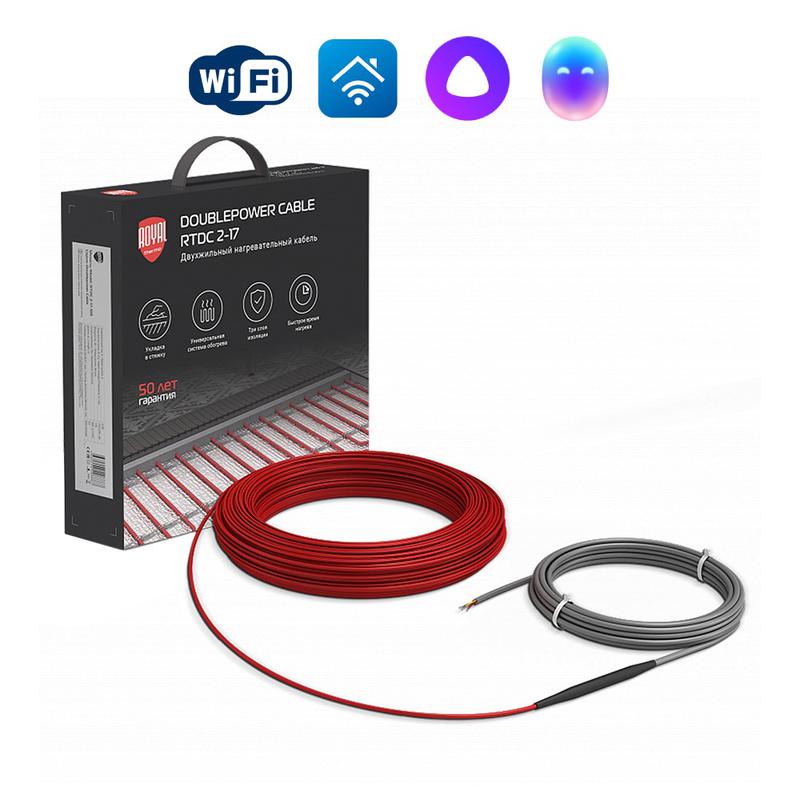 комплект "теплый пол" (кабель) doublepower cable rtdc 2-17-100 (комплект) royal thermo нс-1599068 от BTSprom.by