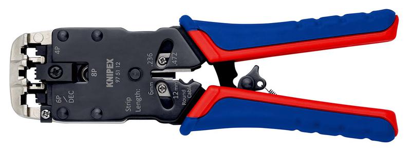  Пресс-клещи для штекеров RJ (Western) для реза и зачистки плоских неэкранированных телефонных кабелей Knipex KN-975112 фото в каталоге от BTSprom.by