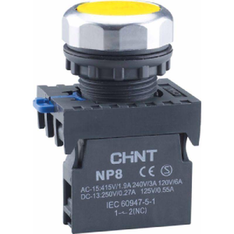 кнопка управления np8-02bn/5 без подсветки самовозв. 2нз ip65 (r) желт. chint 667871 от BTSprom.by