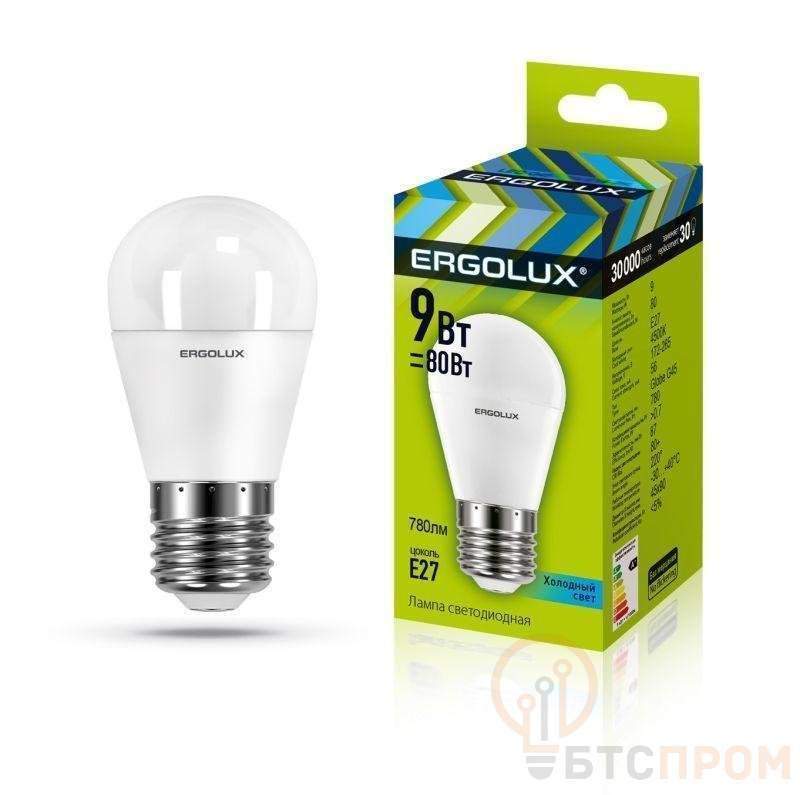 лампа светодиодная led-g45-9w-e27-4к шар 9вт e27 4500к 172-265в ergolux 13177 от BTSprom.by