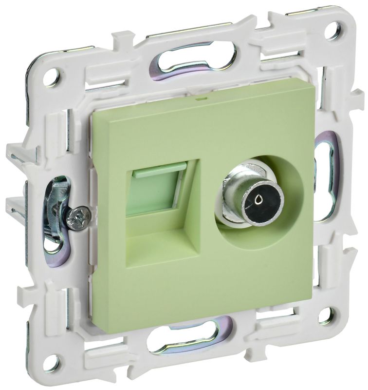 розетка двойная tv+rj45 кат.6e skandy sk-a15g мятный iek sk-ak20-2-k06 от BTSprom.by