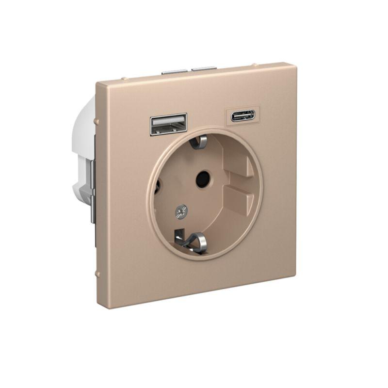  Розетка ArtGallery 16А с 2-мя заряд. устройствами USB A+C 5В/2.4А/3А 2х5В/1.5А механизм песочн. SE GAL001232 фото в каталоге от BTSprom.by