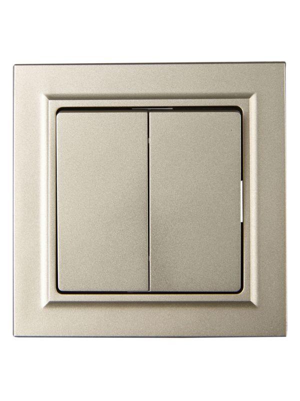  Выключатель 2-кл. СП BRITE ВСР10-2-0-БрШ 10А в сборе шампань IEK BR-V20-0-10-K37-F фото в каталоге от BTSprom.by