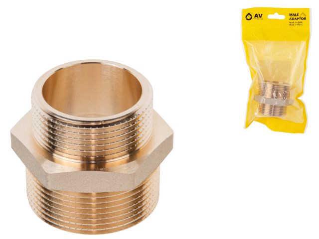ниппель ред. 1 1/2" нар. х 1 1/4" нар., av engineering (инд. упак.) (латунь, макс.  16 бар, макс.  110 °с) ave303018 от BTSprom.by
