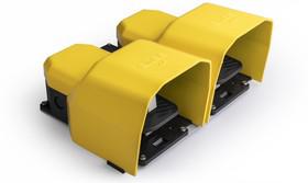 педаль двойная 2х(1но+1нз) + 2х(1но+1нз) 250в ac 4а ip65 2 скорости; с фиксацией; основание для рукояти; с защ. кожухом алюм. желт. emas pdka22gg12 от BTSprom.by