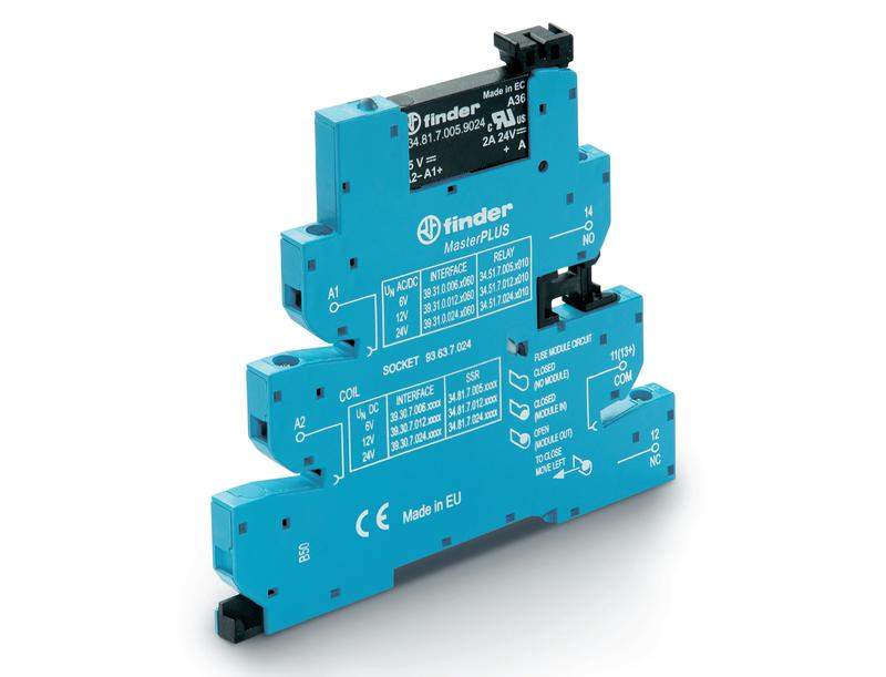 модуль интерфейсный (сборка 34.81.7.060.9024 + 93.63.3.230) твердотельное реле masterplus выход 6а (24в dc) 230-240в ac/dc подавление утечки тока ip20 винт. клеммы finder 393032309024 от BTSprom.by