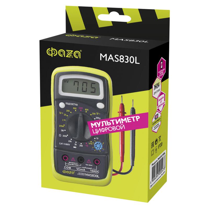  Мультиметр цифровой MAS830L ФАZА 5000490 фото в каталоге от BTSprom.by