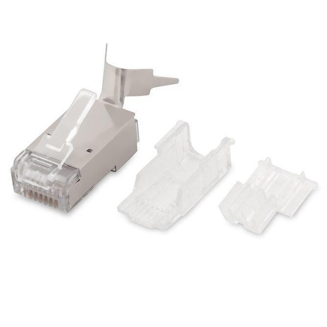 разъем plug-8p8c-uv-c6a-sh-50; rj45(8p8c) под витую пару 10gb кат. 6a (50 µ"/ 50 микродюймов) экран. универс. для ож и мж кабеля со вставкой (уп.50шт) hyperline 230131 от BTSprom.by