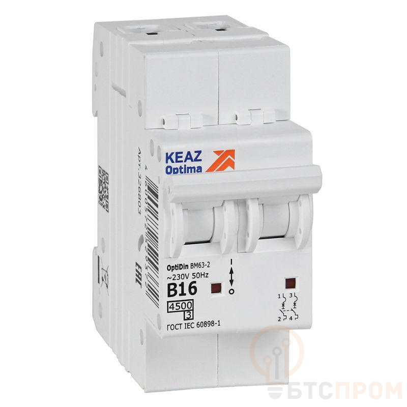 Выключатель автоматический модульный 2п B 16А 4.5кА OptiDin BM63-2B16-4.5-УХЛ3 КЭАЗ 329510 фото в каталоге от BTSprom.by  Выключатель автоматический модульный 2п B 16А 4.5кА OptiDin BM63-2B16-4.5-УХЛ3 КЭАЗ 329510 фото в каталоге от BTSprom.by