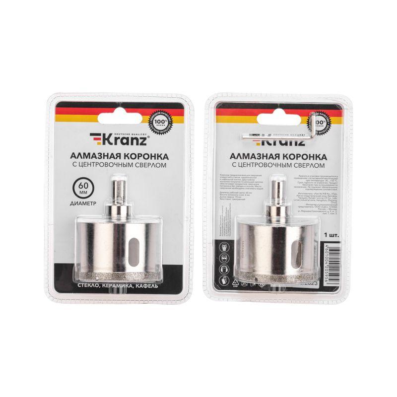  Коронка алмазная 60мм по керамограниту с центровочным сверлом Kranz KR-92-0016 фото в каталоге от BTSprom.by