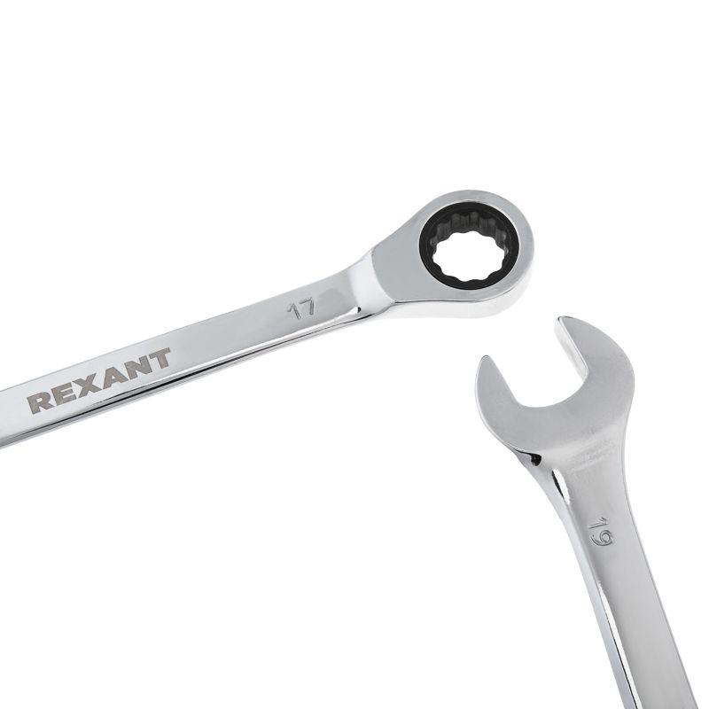  Набор ключей комбинированных трещоточных 8 10 13 17 19мм 5 предметов CrV зерк. хромирование Rexant 12-4841-1 фото в каталоге от BTSprom.by