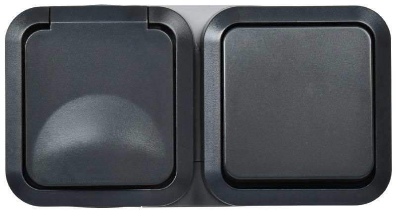 блок оп розетка + выключ. горизонт. tors 16а ip55 ts142 графит iek ts-g10-6-55-v-k53 от BTSprom.by