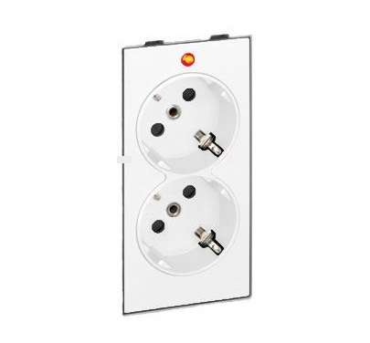 розетка 2-м сп simon connect 16а ip20 250в 2х2p+e с заземл. с индикацией s-модуль механизм бел. simon s1-9 от BTSprom.by