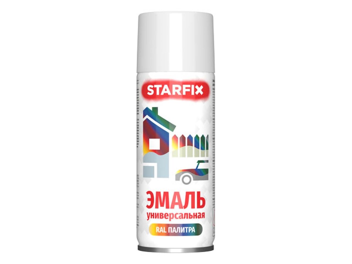 краска-эмаль аэроз. универсальная белый глянец starfix 520мл (9003) (сигнальный белый, глянцевая) sm-103031-1 от BTSprom.by