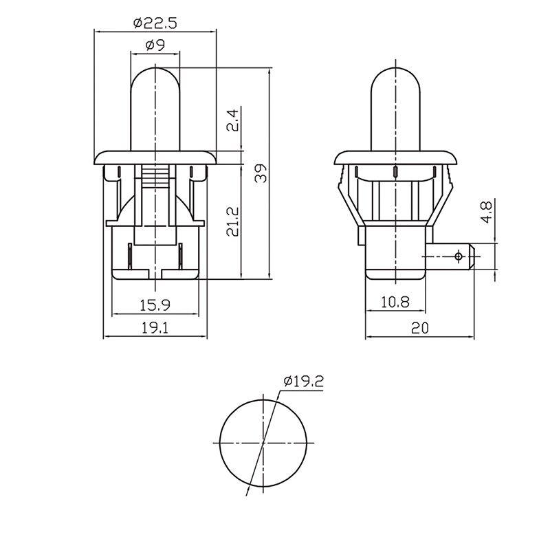  Выключатель-кнопка 250В 2.5А (2с) ON-(OFF) Б/Фикс бел. (PBS-19С) (мебельная) Rexant 36-3020 фото в каталоге от BTSprom.by