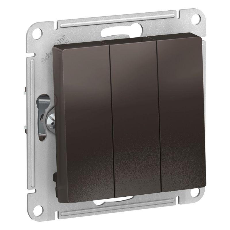 выключатель 3-кл. сп atlasdesign 10а ip20 (сх. 1+1+1) 10ax механизм мокко se atn000631 от BTSprom.by