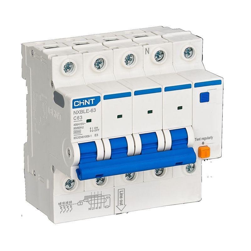 выключатель автоматический дифференциального тока 4п d 16а 300ма тип ac 6ка авдт nxble-63yh d16 электрон. (r) chint 539899 от BTSprom.by