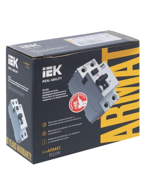  Выключатель дифференциального тока (УЗО) 2п 40А 100мА тип AC ВДТ R10N ARMAT IEK AR-R10N-2-040C100 фото в каталоге от BTSprom.by