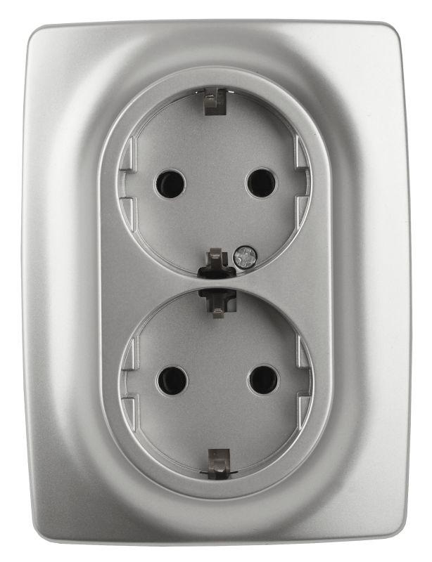 розетка 2-м сп эра12 12-2108-03 16а ip20 250в 2х2p+e schuko защ. шторки алюм. эра б0036444 от BTSprom.by