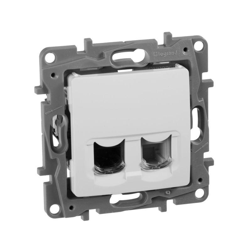 розетка компьютерная + телефонная 2-м сп etika rj45 + rj11 кат.5e utp механизм бел. iek 672252 от BTSprom.by
