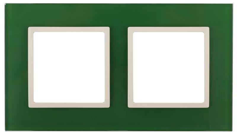 рамка 2-м 14-5102-27 стекло elegance зел.+сл. кость эра б0034499 от BTSprom.by