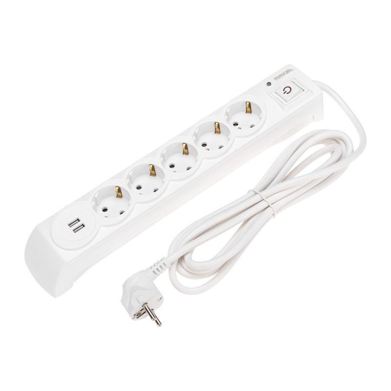 удлинитель с сетевым фильтром 5х3м с автовыкл. 2 usb кг 3х1.5кв.мм бел. kranz 13-4700 от BTSprom.by