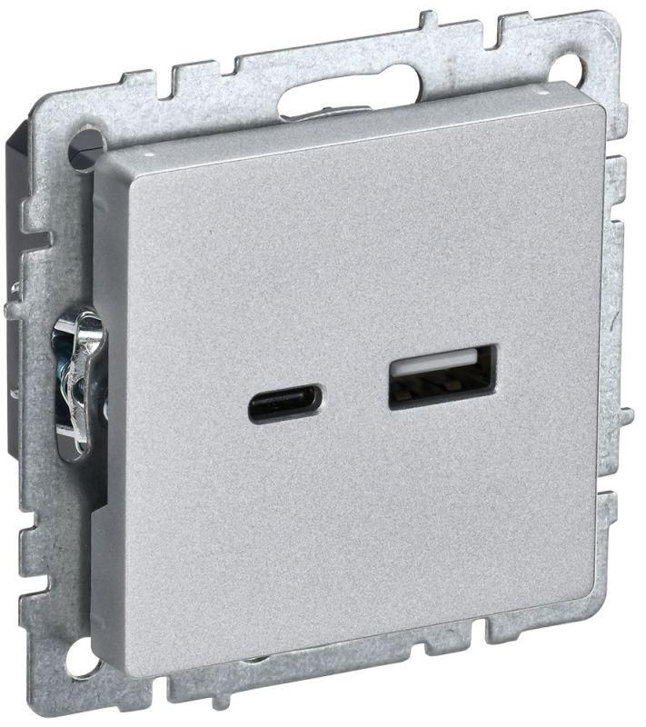розетка brite usb a+c 18вт рю11-1-бра механизм алюм. iek br-u22-018-k47 от BTSprom.by