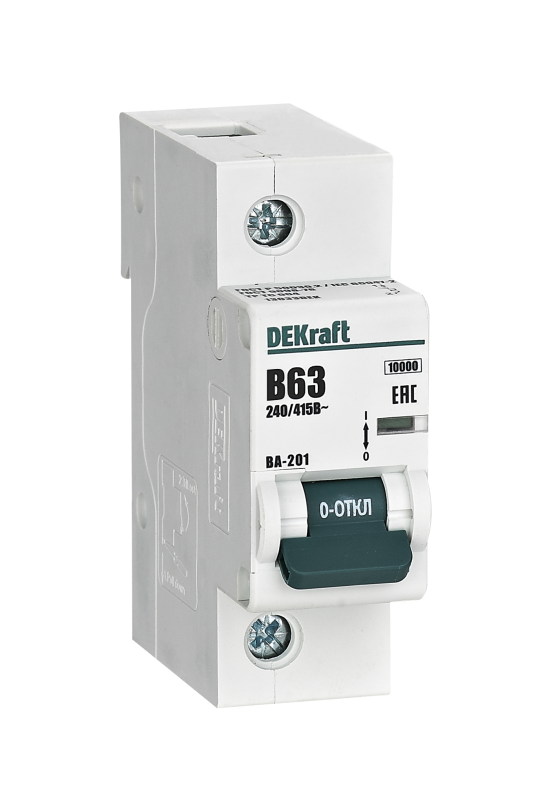 выключатель автоматический 1п b 63а 10ка ва-201 dekraft 13033dek от BTSprom.by