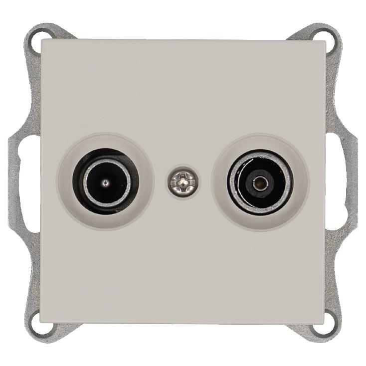 розетка телевизионная проходная tv + fm 2-м ф9.5мм механизм тауп jasmart g6205t от BTSprom.by