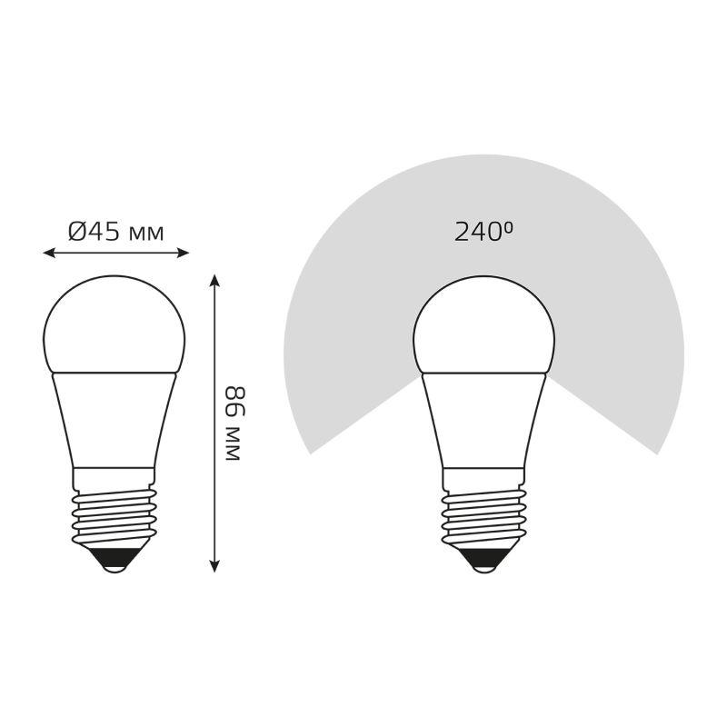 Лампа светодиодная Black 7Вт P45 шар 3000К тепл. бел. E27 560лм диммир. GAUSS 105102107-D фото в каталоге от BTSprom.by