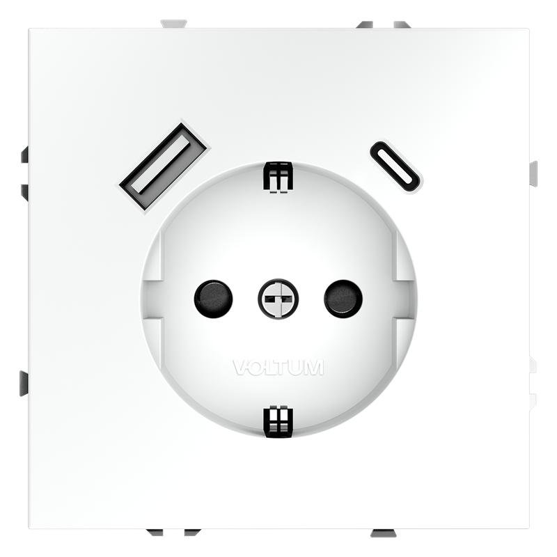 розетка 1-м сп s70 16а с usb a+с с заземл. защ. шторки механизм бел. матов. voltum vls040502 от BTSprom.by