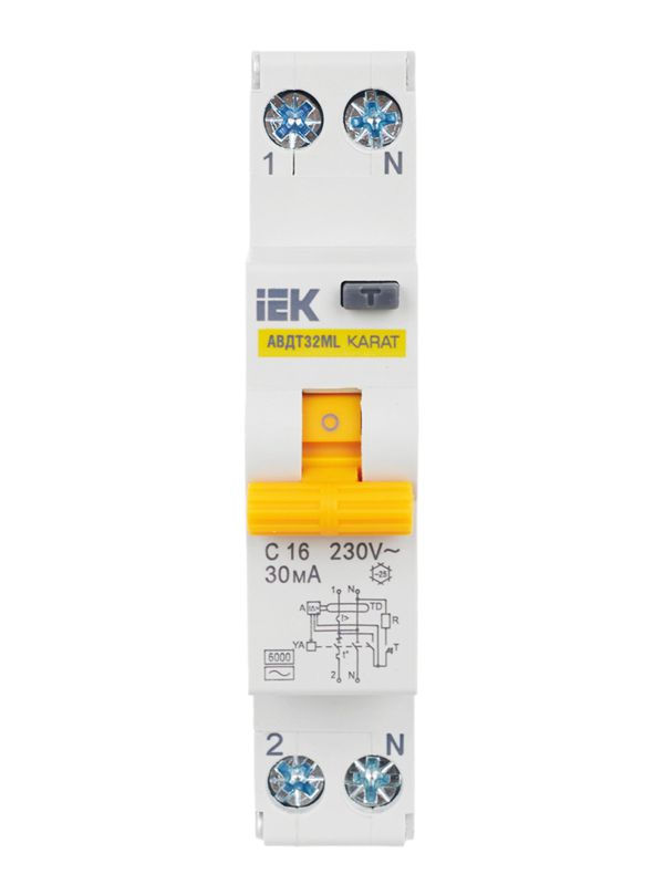  Выключатель автоматический дифференциального тока C 16А 30мА АВДТ32МL KARAT IEK MVD12-1-016-C-030 фото в каталоге от BTSprom.by