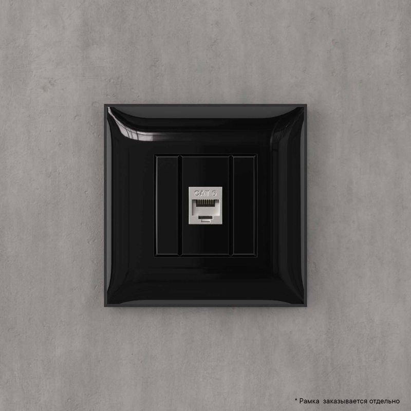  Розетка компьютерная 1-м СП Avanti "Черный квадрат" RJ45 кат.6 без шторок экранир. механизм DKC 4402793 фото в каталоге от BTSprom.by