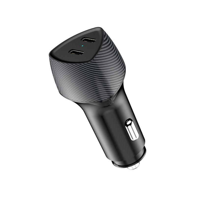 устройство зарядное автомобильное с двумя портами usb-c pd + usb-c pd 40вт со световой индикацией черн. rexant 16-0244 от BTSprom.by