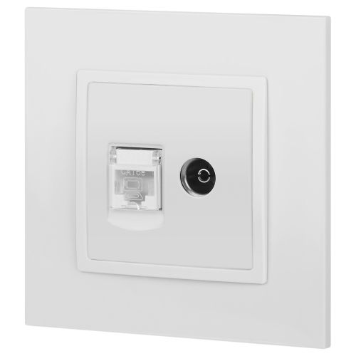  Розетка компьютерная + телевизионная Elegance 14-3110-01М RJ45+TV матов. бел. Эра Б0065767 фото в каталоге от BTSprom.by