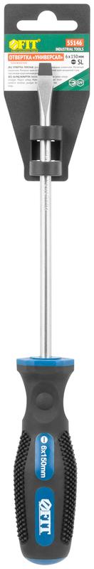  Отвертка "Универсал" CrV сталь прорезиненная ручка профи 6х150мм SL FIT 55146 фото в каталоге от BTSprom.by