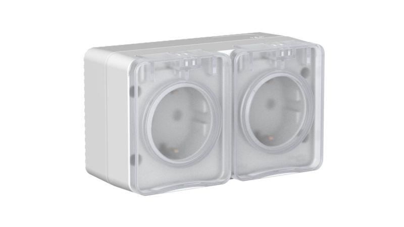 розетка 2-м оп atlasdesign profi 16а ip54 заземл. защ. шторки сер. se atn543026 от BTSprom.by