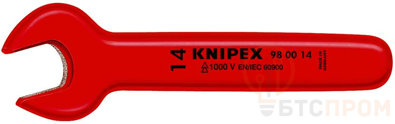 Ключ гаечный рожковый метрический VDE 1000В размер под ключ 16мм L-155мм диэлектрический Knipex KN-980016 фото в каталоге от BTSprom.by  Ключ гаечный рожковый метрический VDE 1000В размер под ключ 16мм L-155мм диэлектрический Knipex KN-980016 фото в каталоге от BTSprom.by