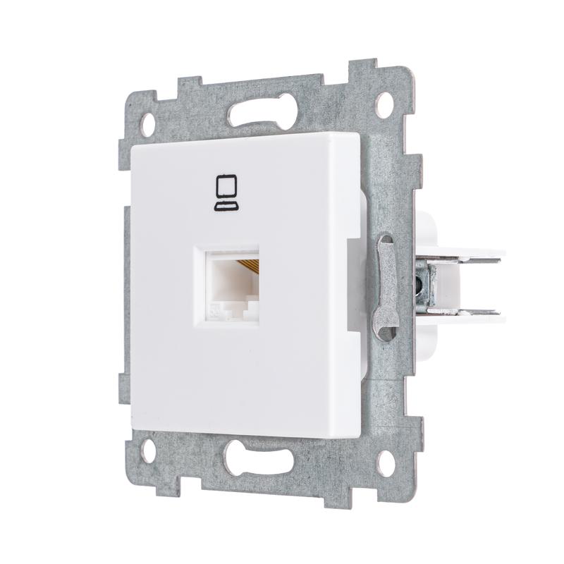  Розетка компьютерная 1-м Аксиома РК1-458 RJ45 кат.5E механизм бел. Кунцево 121004 фото в каталоге от BTSprom.by