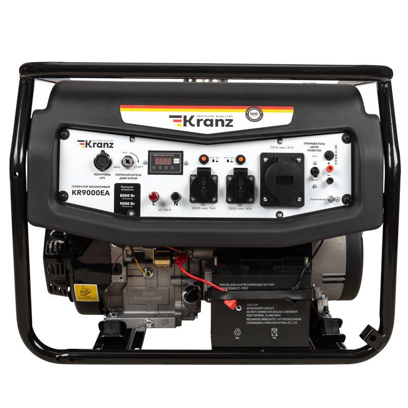  Генератор бензиновый KR9000EA 9.0кВт 230В 25л коннектор автоматики электростартер KRANZ KR-16-1138 фото в каталоге от BTSprom.by
