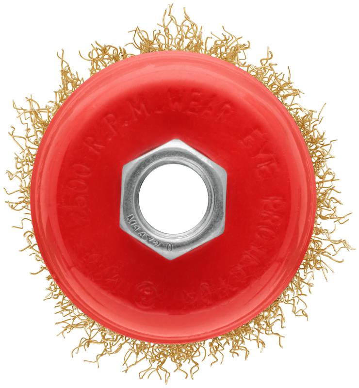  Корщетка-чашка гайка М14 стальная латунированная волнистая проволока 65мм блистер КУРС 39091 фото в каталоге от BTSprom.by